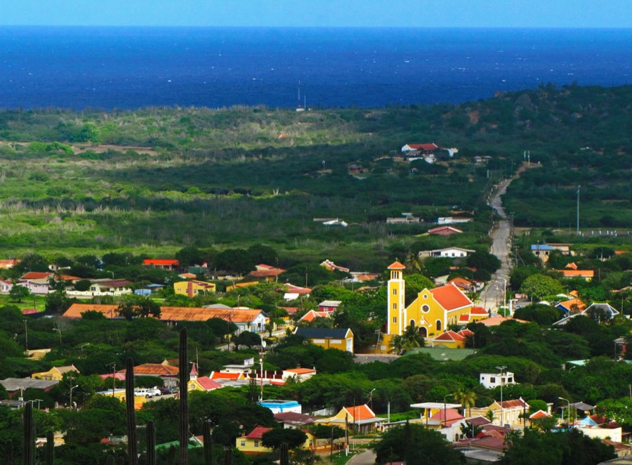 Rincon village with its yellow church