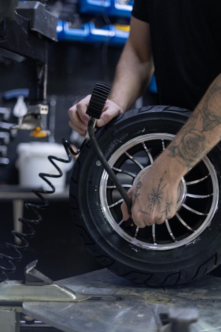 Fitting a fresh tire on a scooter rim