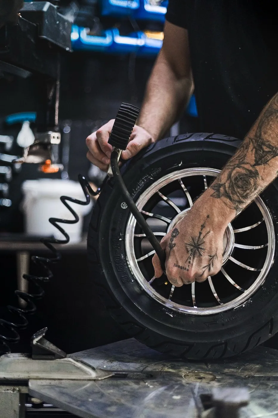 Fitting a fresh tire on a scooter rim